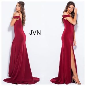 JVN Off The Shoulder Dress Gown with Side Slit
